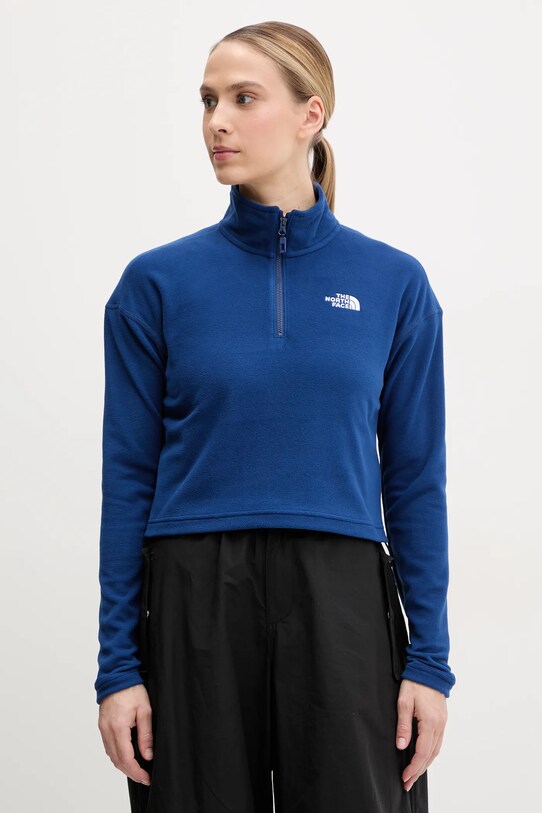 The North Face bluza sportowa 100 Glacier Cropped bez kaptura granatowy NF0A855ND1R1