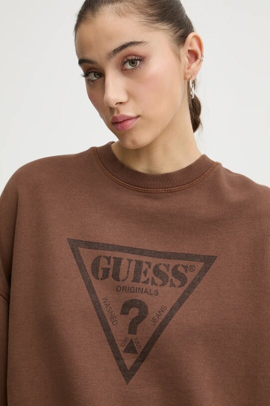 Bavlnená mikina Guess Originals hnedá W5RQ14.K68I1
