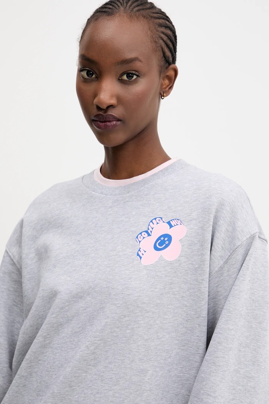 Памучен суичър Hugo Blue сив 50537246