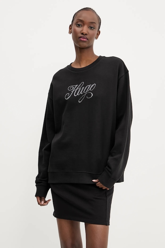 Hugo Blue bluza bawełniana aplikacja czarny 50537246