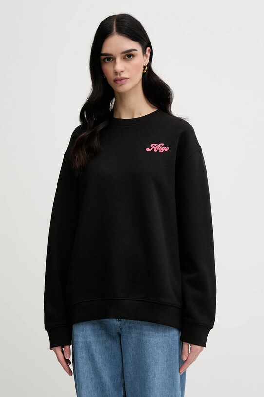 HUGO hanorac de bumbac 50540925 negru SS25