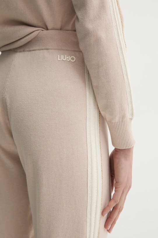 Liu Jo pantaloni de trening cu amestec de lână bej TA5027.MS025