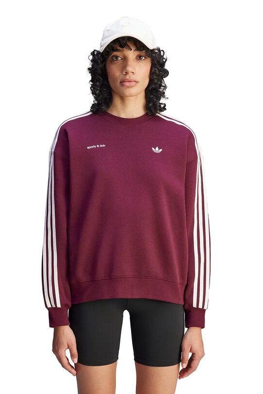 Mikina adidas Originals x Sporty & Rich Sweatshirt hladký burgundské JN5321