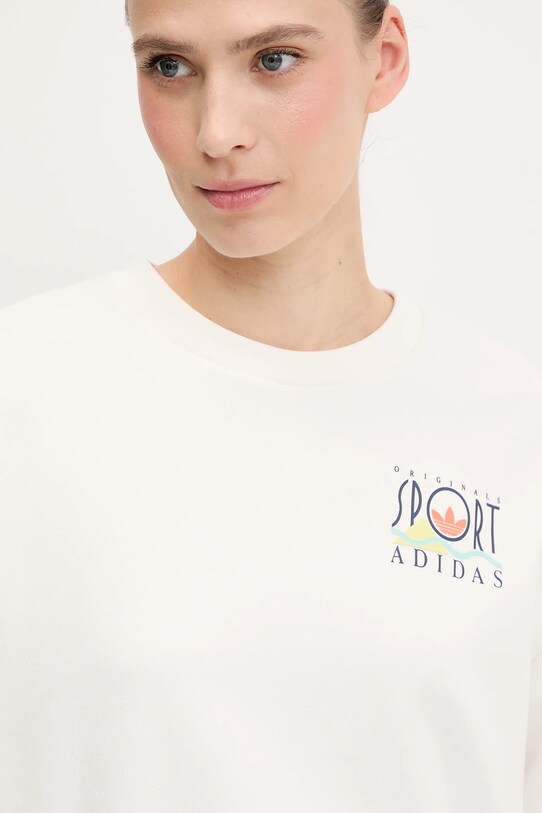 adidas Originals hanorac de bumbac Graphic Sweat alb JC7769