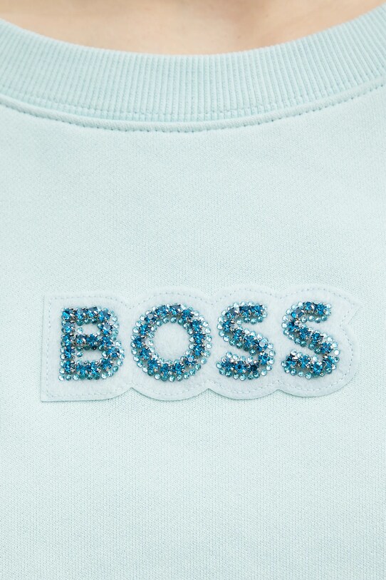 Βαμβακερή μπλούζα BOSS Orange 50540263 τιρκουάζ