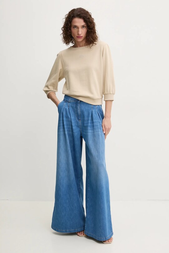 Bavlnená mikina BOSS Orange 50540962 béžová SS25