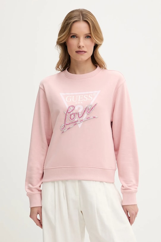 Guess bluza LOVE pozostałe różowy W5GQ05.KB683