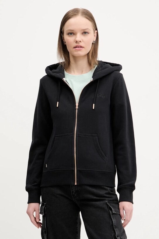 Bombažen pulover Superdry S kapuco črna W2012358A.02A