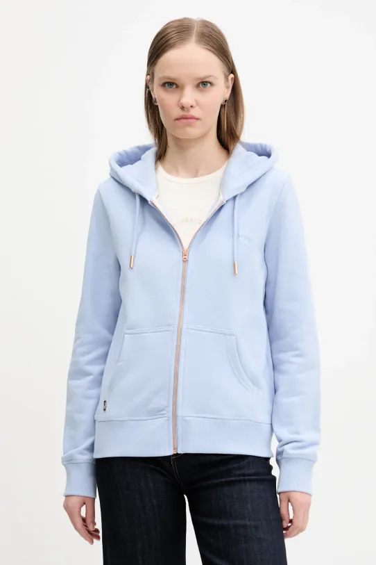 Хлопковая кофта Superdry с капюшоном голубой W2012358A.64H