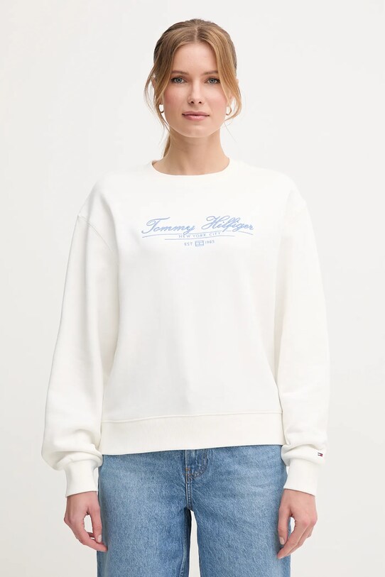 Bavlnená mikina Tommy Hilfiger bavlna biela WW0WW45430