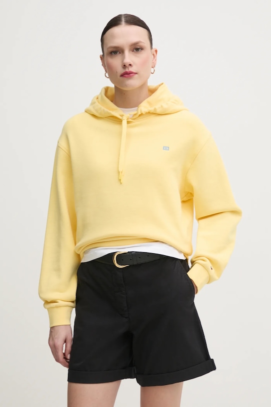 Pamučna dukserica Tommy Hilfiger bez uzorka zlatna WW0WW45979