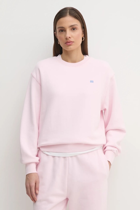 Bavlněná mikina Tommy Hilfiger bez kapuce růžová WW0WW45980