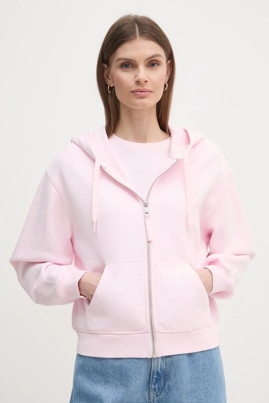 Хлопковая кофта Tommy Hilfiger с капюшоном розовый WW0WW44632