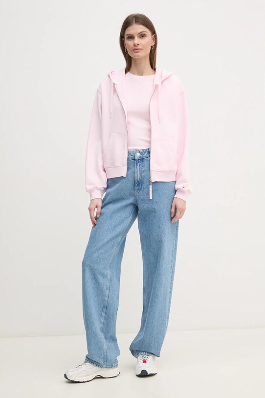 Хлопковая кофта Tommy Hilfiger WW0WW44632 розовый SS25