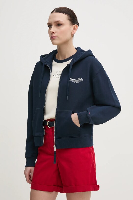 Tommy Hilfiger felpa in cotone blu navy WW0WW44632