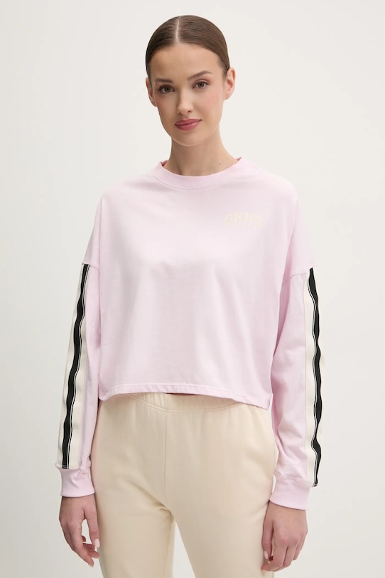 Бавовняний лонгслів Dkny бавовна рожевий DP5T1226