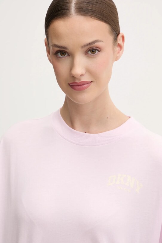 Dkny longsleeve din bumbac roz DP5T1226