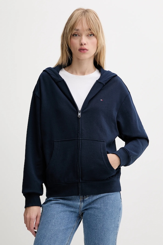 Dukserica Tommy Hilfiger bez uzorka mornarsko plava UW0UW05772