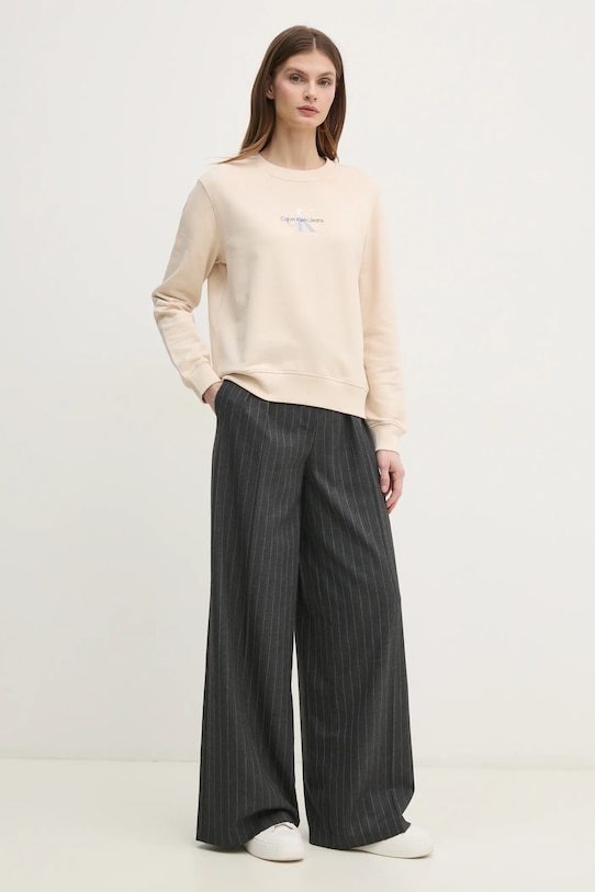 Bavlnená mikina Calvin Klein Jeans J20J225360 béžová SS25