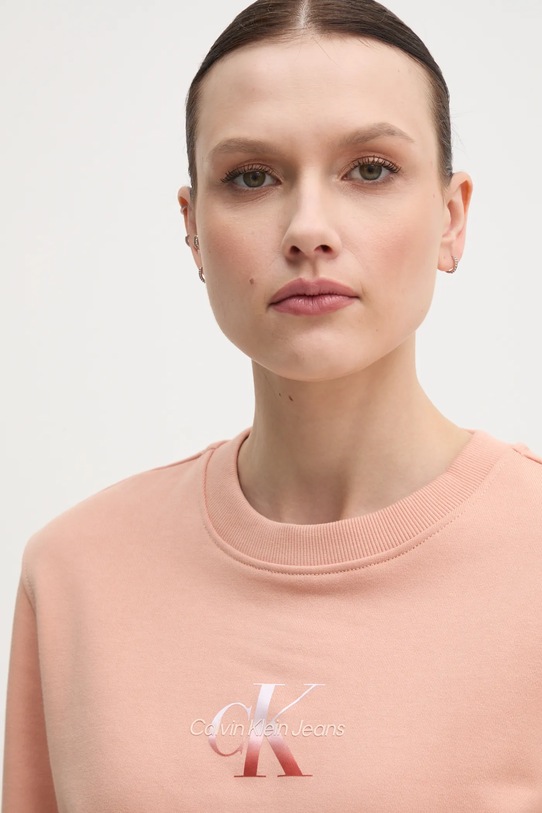 Βαμβακερή μπλούζα Calvin Klein Jeans πορτοκαλί J20J225360
