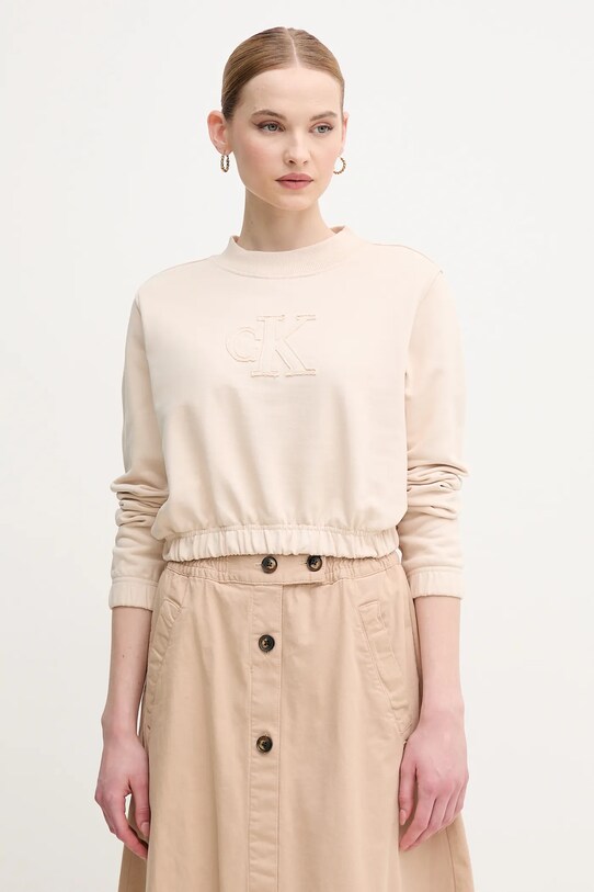 Calvin Klein Jeans felpa in cotone senza beige J20J225363