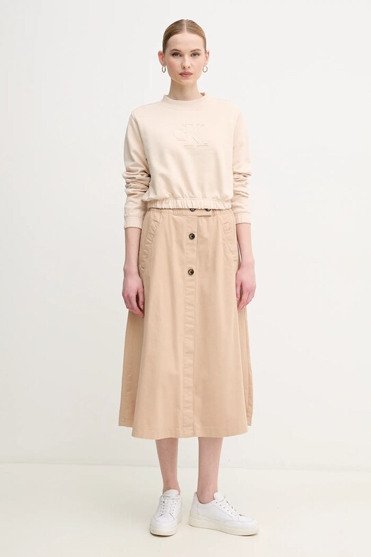 Calvin Klein Jeans felpa in cotone J20J225363 beige SS25