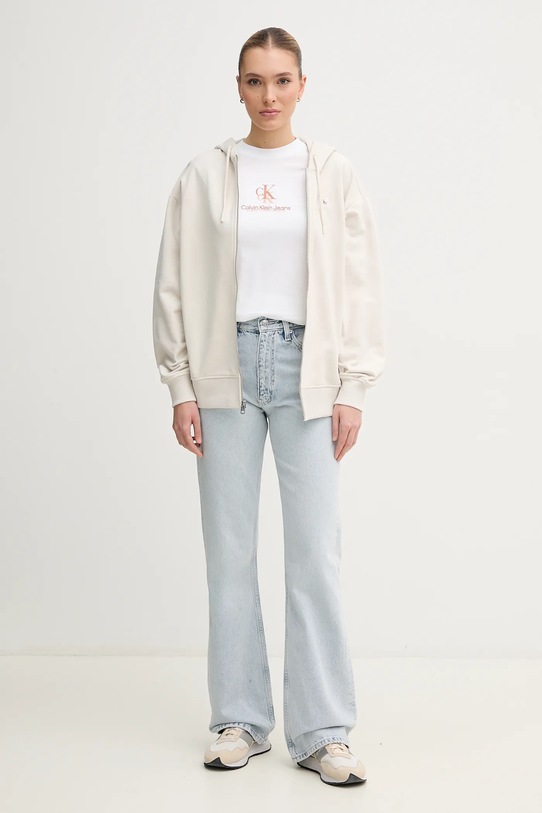 Calvin Klein Jeans felpa in cotone J20J225367 beige SS25