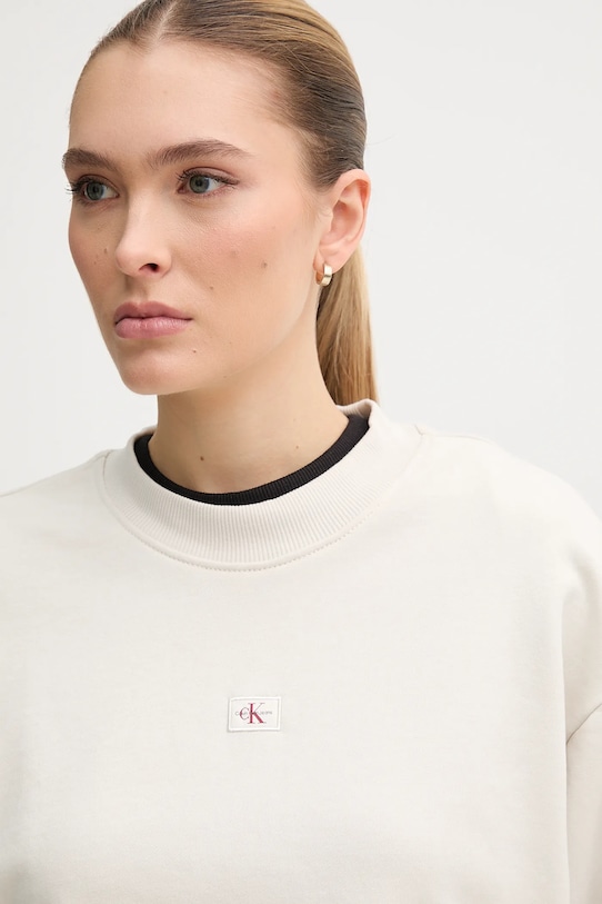 Odzież Calvin Klein Jeans bluza bawełniana J20J225370 beżowy