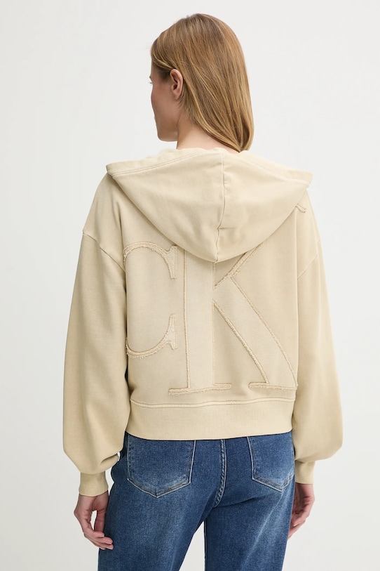 Pamučna dukserica Calvin Klein Jeans pamuk bež J20J225523