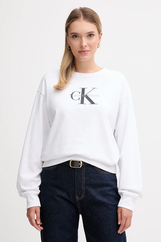 Mikina Calvin Klein Jeans nášivka bílá LV047B234G