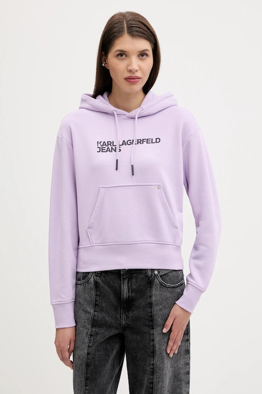 Mikina Karl Lagerfeld Jeans s kapucí fialová A2W20053