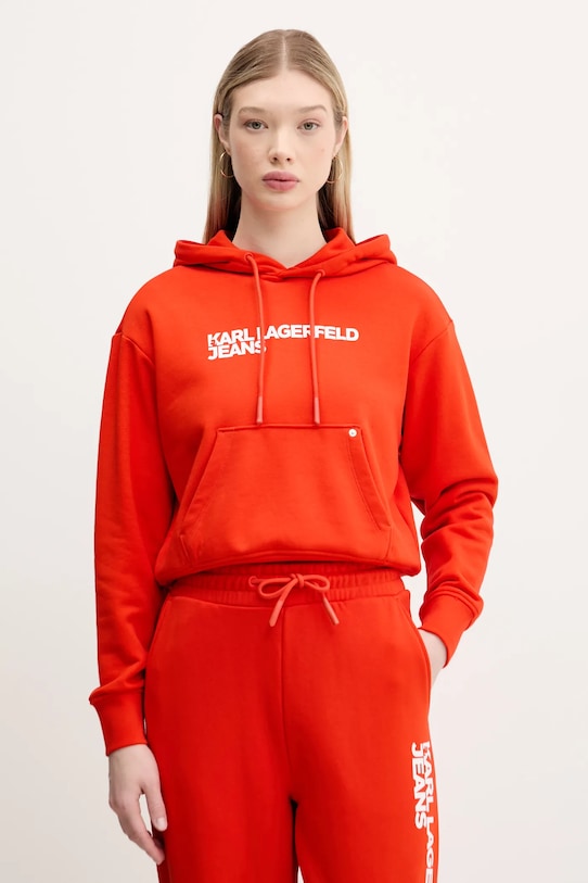 Mikina Karl Lagerfeld Jeans s kapucňou oranžová A2W20053