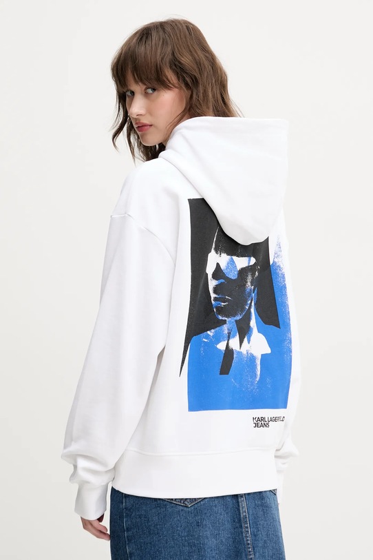 Bavlněná mikina Karl Lagerfeld Jeans s kapucí bílá A2W20019
