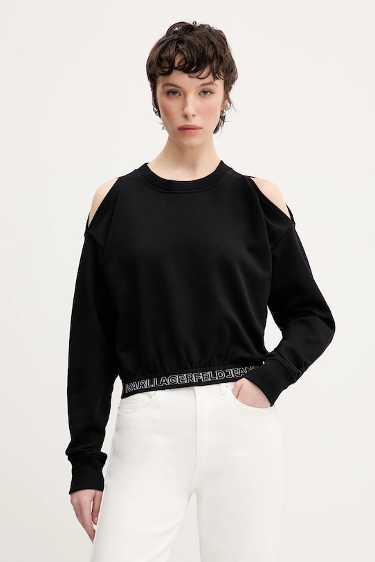 Mikina Karl Lagerfeld Jeans s elastanom čierna A2W20062