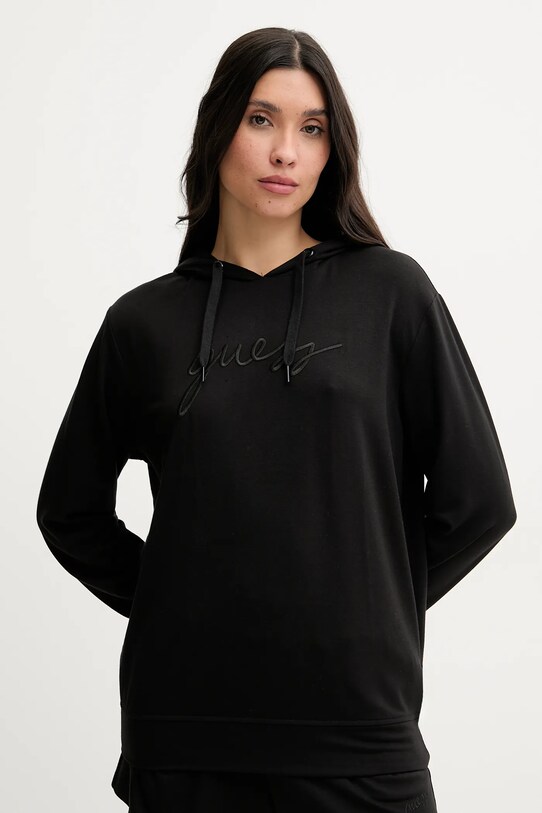 Guess bluză LUCIA imprimeu negru O5GQ00.KCQP2