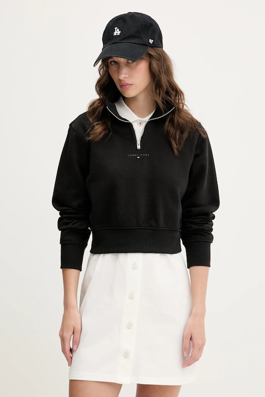 Tommy Jeans bluză uni negru DW0DW20305