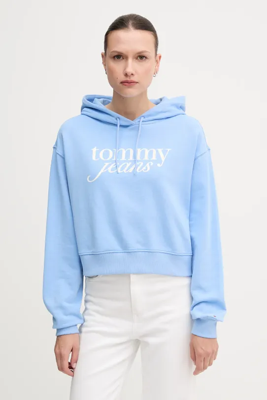 Tommy Jeans bluza bawełniana nadruk niebieski DW0DW20306
