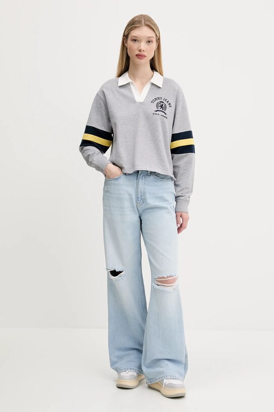 Дитяча бавовняна кофта Tommy Jeans DW0DW20312 сірий SS25