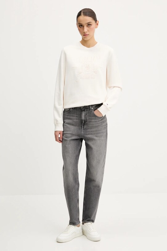 Памучен суичър Tommy Jeans DW0DW20637 бежов SS25