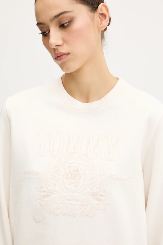 Памучен суичър Tommy Jeans бежов DW0DW20637