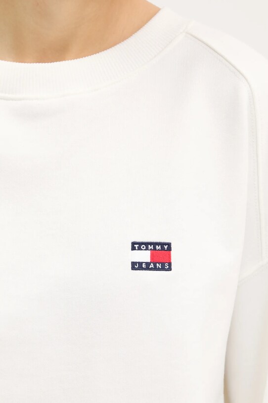Памучен суичър Tommy Jeans бял DW0DW21344