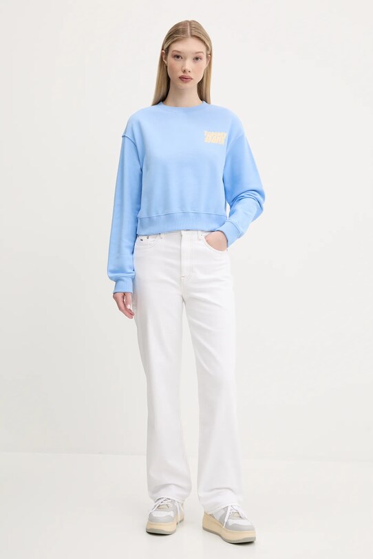 Бавовняна кофта Tommy Jeans DW0DW21345 блакитний SS25