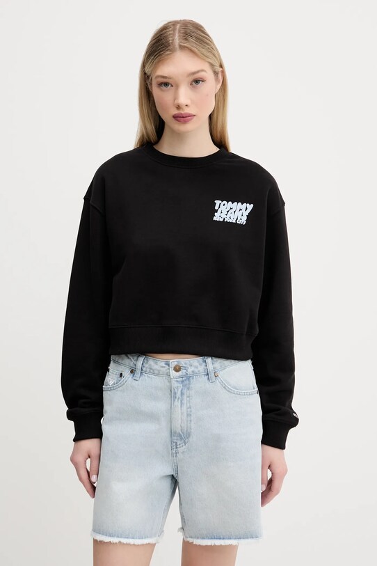 Oblačila Bombažen pulover Tommy Jeans DW0DW21345 črna