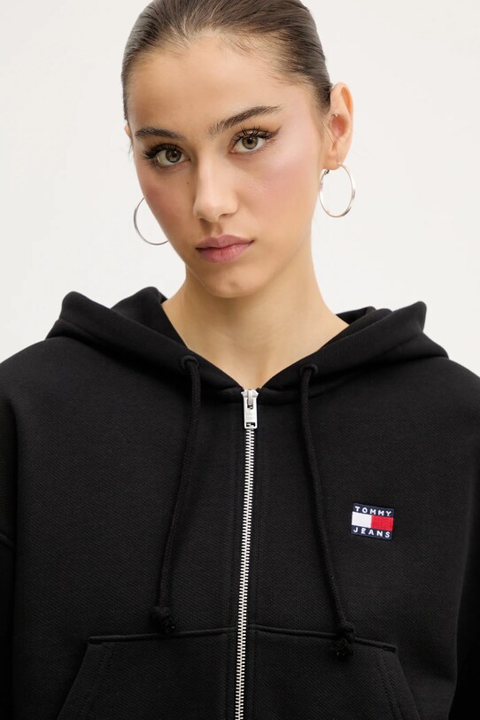 Памучен суичър Tommy Jeans черен DW0DW21355