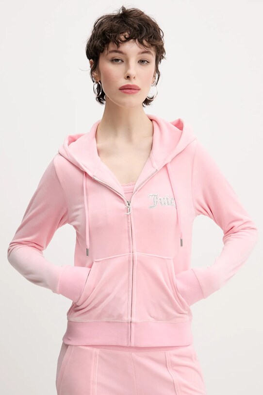 Îmbrăcăminte Juicy Couture bluză din velur ROBERTSON CAVIAR JCBAS125805 roz