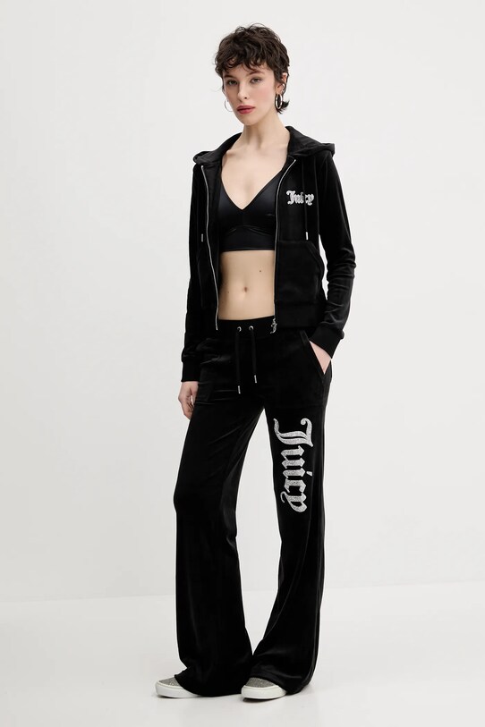 Juicy Couture bluza welurowa ROBERTSON CAVIAR JCBAS125805 czarny SS25