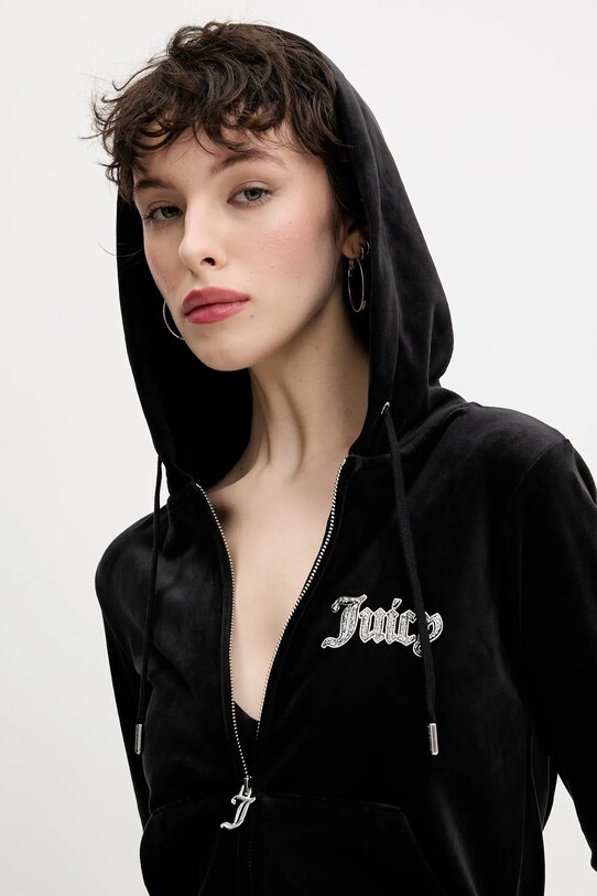 Juicy Couture bluza welurowa ROBERTSON CAVIAR czarny JCBAS125805