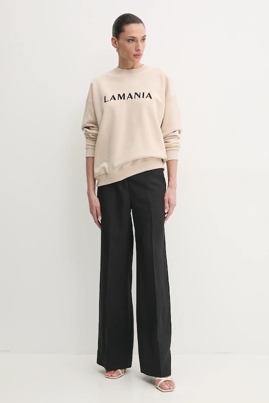 Bavlněná mikina La Mania CHILL béžová SS25