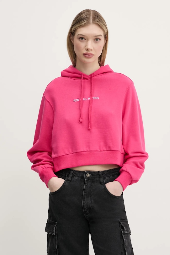 Red Bull Racing x Pepe Jeans bluza CROPPED LOGO HOODY imprimeu roz RL580008