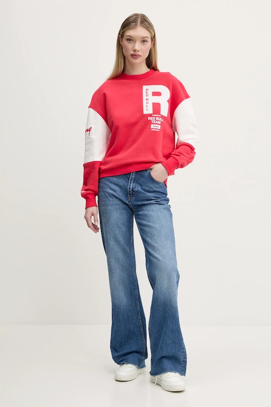 Bavlnená mikina Red Bull Racing x Pepe Jeans PANEL TEAM CREW 2 RL580010 červená SS25